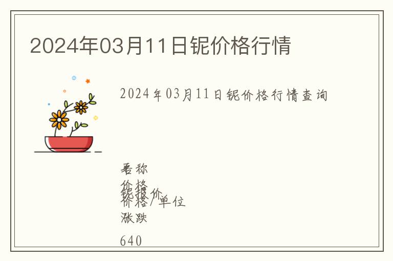2024年03月11日鈮價格行情