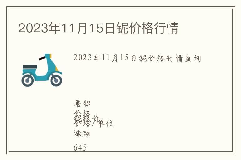 2023年11月15日鈮價(jià)格行情