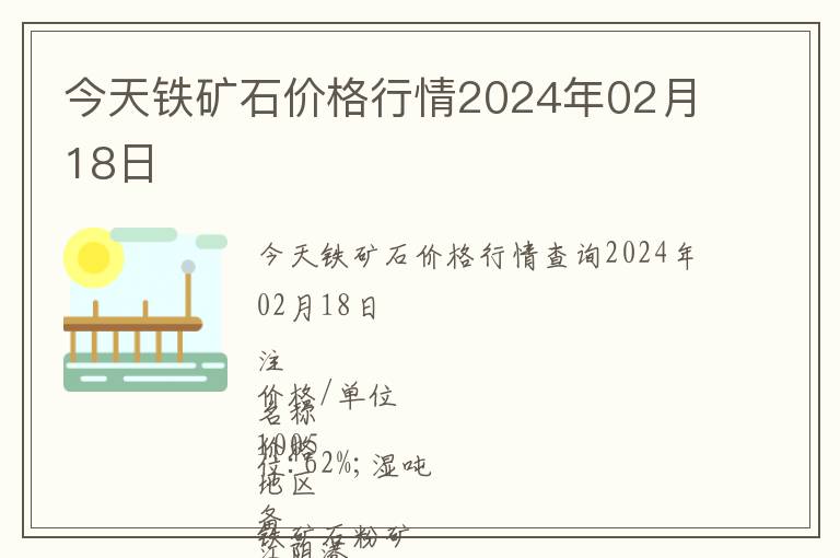 今天鐵礦石價格行情2024年02月18日