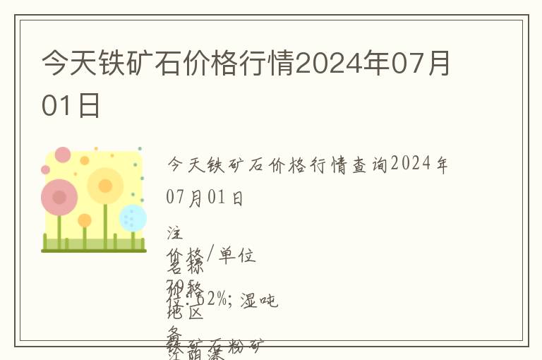 今天鐵礦石價格行情2024年07月01日