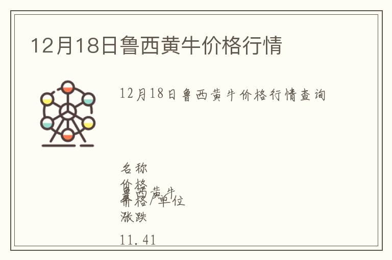 12月18日魯西黃牛價(jià)格行情