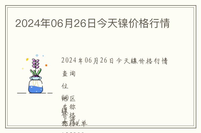 2024年06月26日今天鎳價格行情