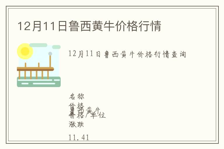 12月11日魯西黃牛價格行情