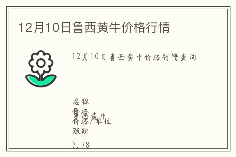 12月10日魯西黃牛價(jià)格行情