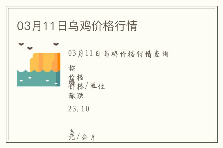 03月11日烏雞價格行情