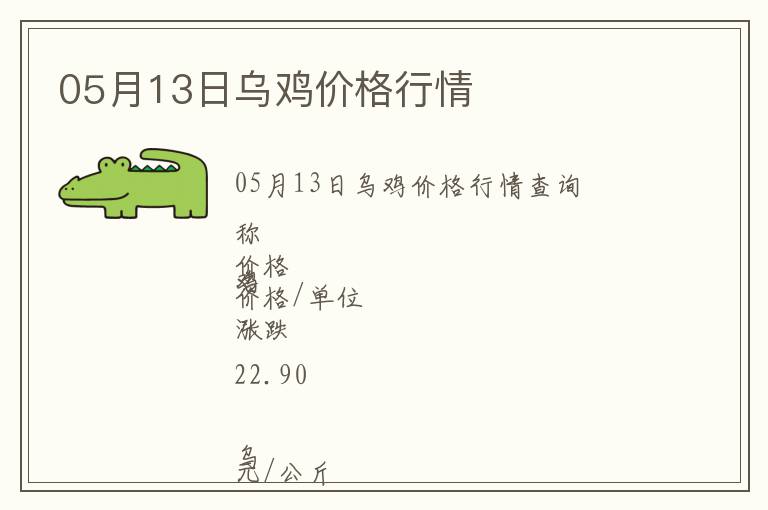 05月13日烏雞價格行情