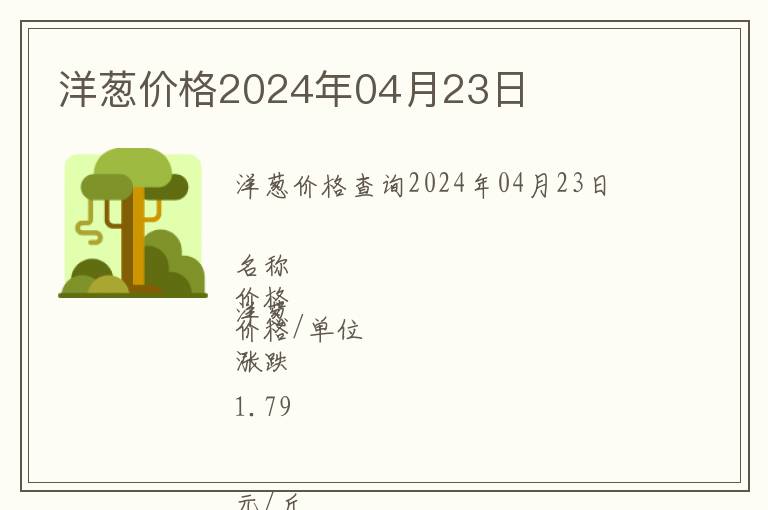 洋蔥價格2024年04月23日