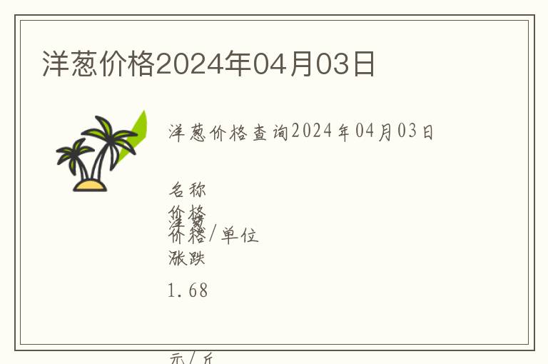 洋蔥價(jià)格2024年04月03日