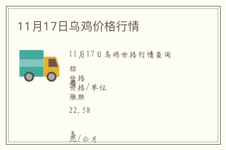 11月17日烏雞價格行情