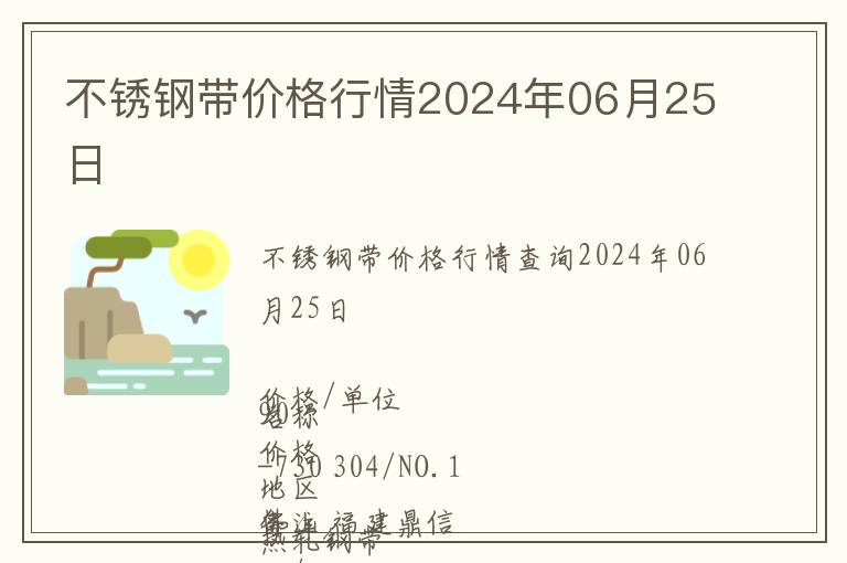 不銹鋼帶價格行情2024年06月25日