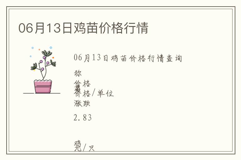 06月13日雞苗價格行情
