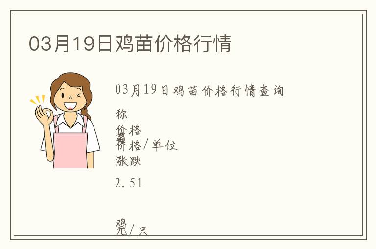 03月19日雞苗價格行情