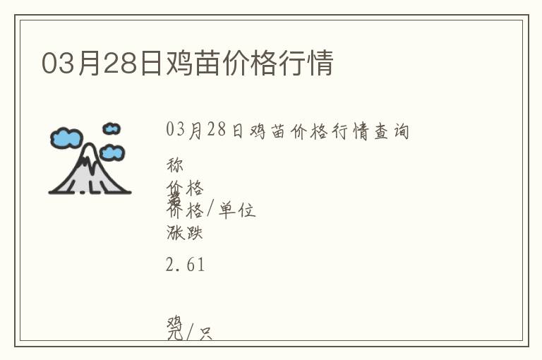 03月28日雞苗價格行情