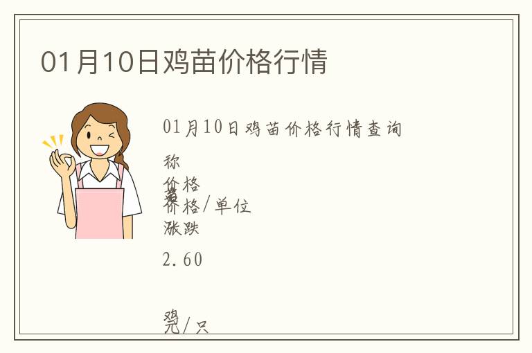 01月10日雞苗價格行情