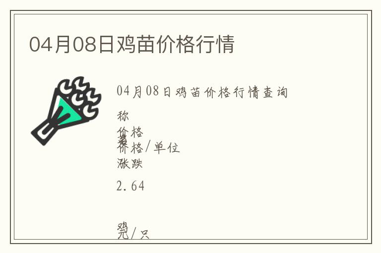 04月08日雞苗價格行情