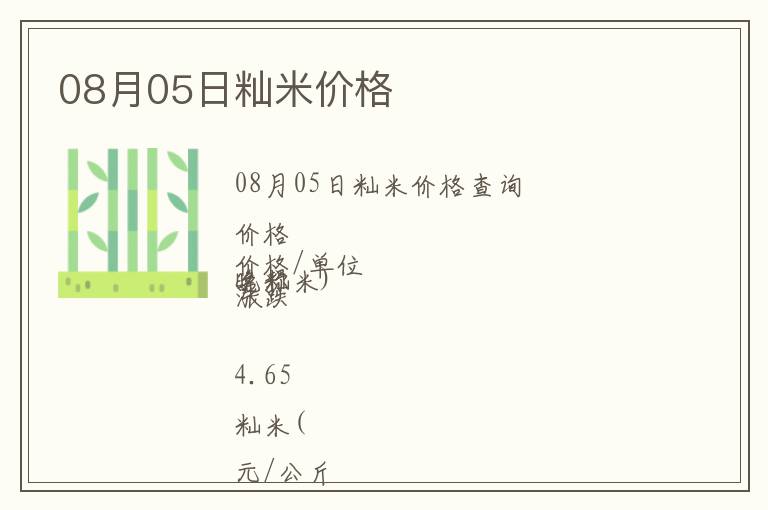 08月05日秈米價格