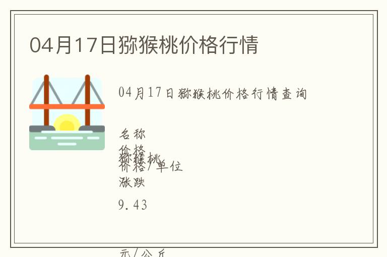 04月17日獼猴桃價格行情