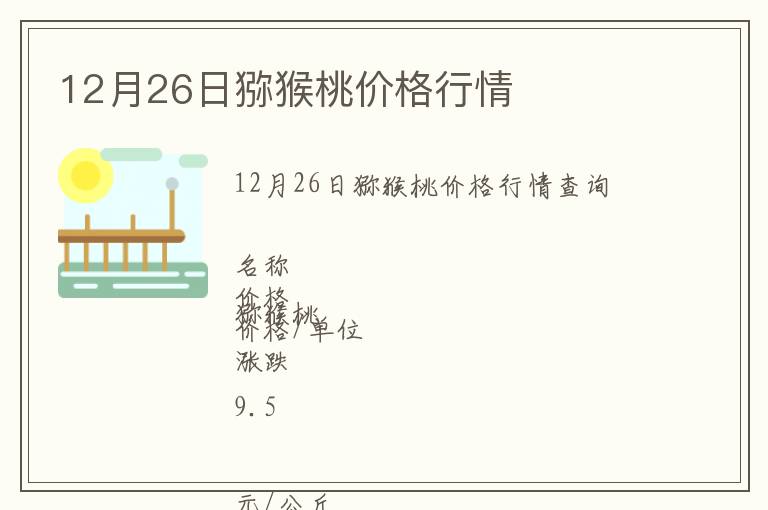 12月26日獼猴桃價(jià)格行情