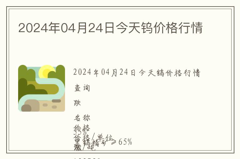 2024年04月24日今天鎢價格行情