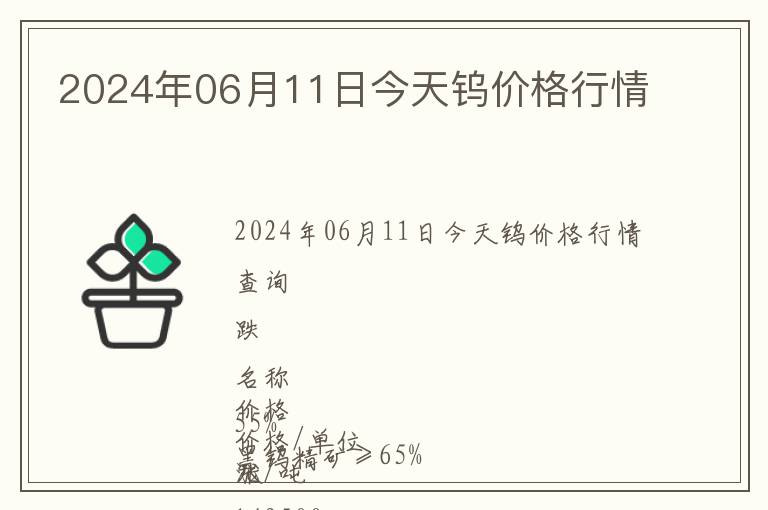 2024年06月11日今天鎢價(jià)格行情