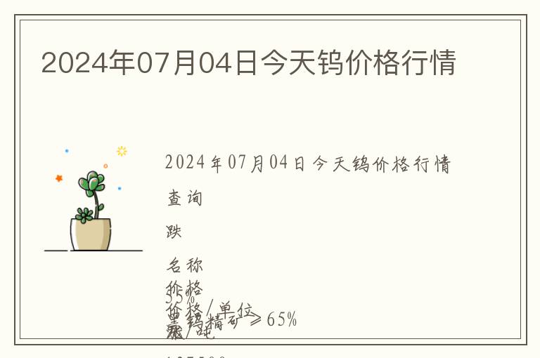 2024年07月04日今天鎢價(jià)格行情