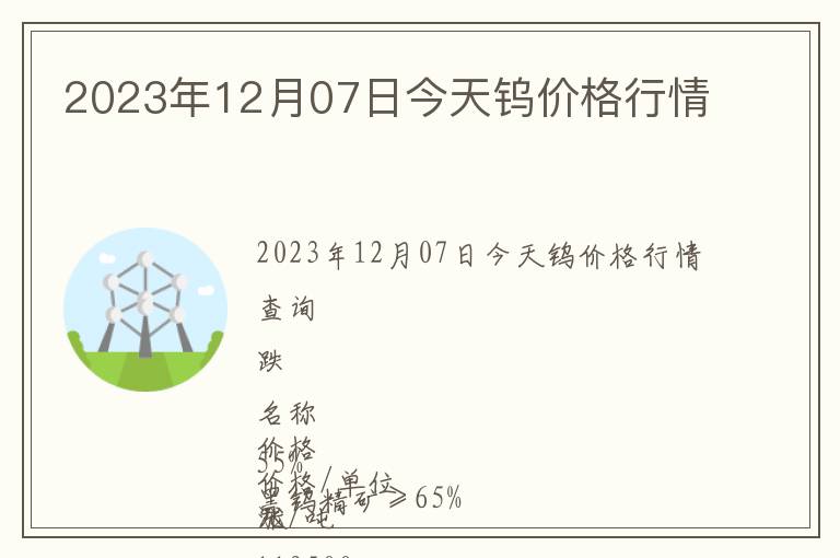 2023年12月07日今天鎢價(jià)格行情