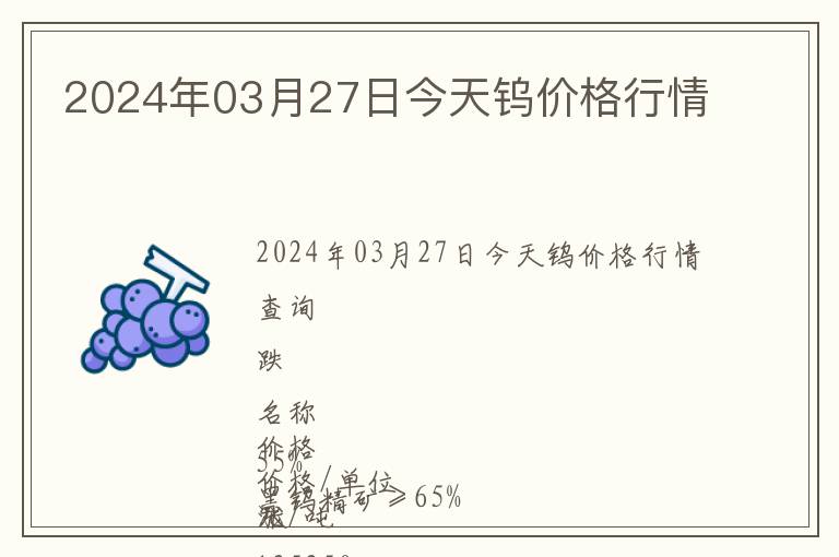 2024年03月27日今天鎢價(jià)格行情