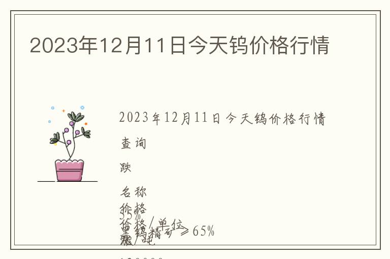 2023年12月11日今天鎢價格行情