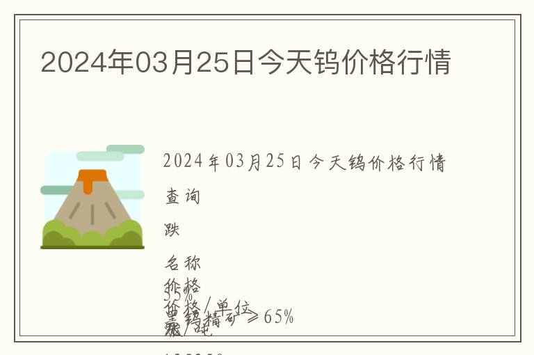 2024年03月25日今天鎢價(jià)格行情