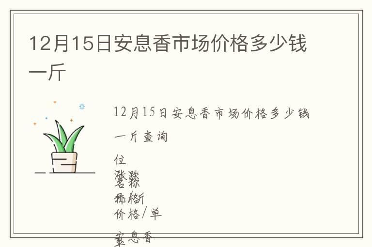 12月15日安息香市場價(jià)格多少錢一斤