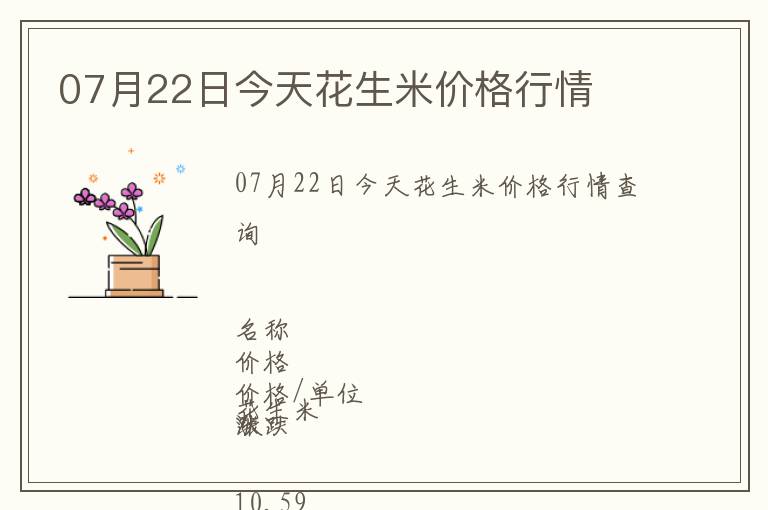 07月22日今天花生米價格行情