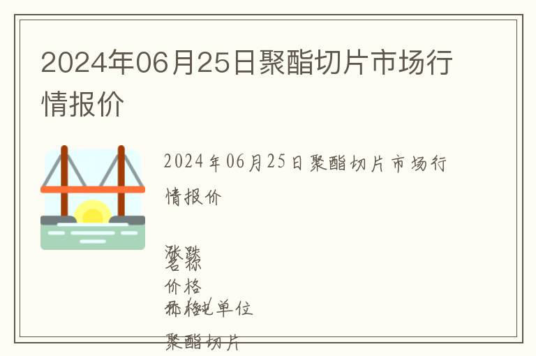2024年06月25日聚酯切片市場(chǎng)行情報(bào)價(jià)