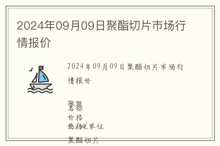 2024年09月09日聚酯切片市場行情報(bào)價(jià)