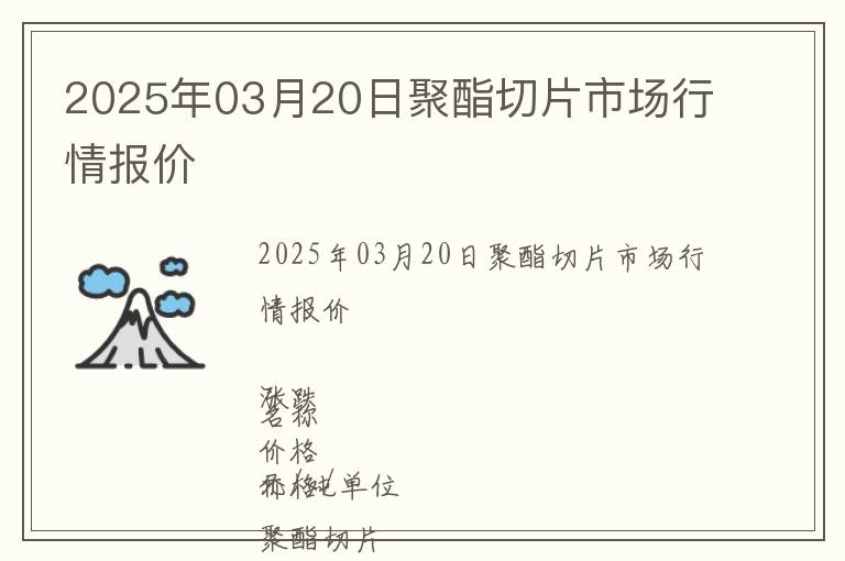 2025年03月20日聚酯切片市場行情報價