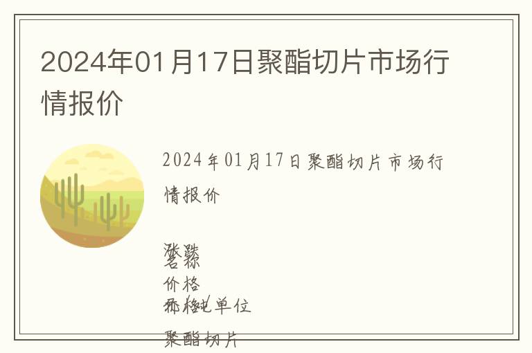 2024年01月17日聚酯切片市場行情報(bào)價(jià)