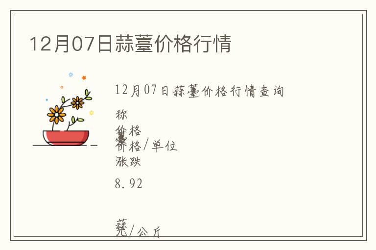 12月07日蒜薹價(jià)格行情
