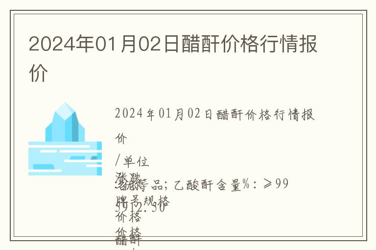 2024年01月02日醋酐價格行情報(bào)價