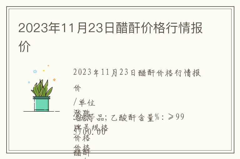2023年11月23日醋酐價格行情報價