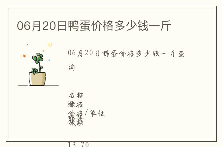 06月20日鴨蛋價格多少錢一斤
