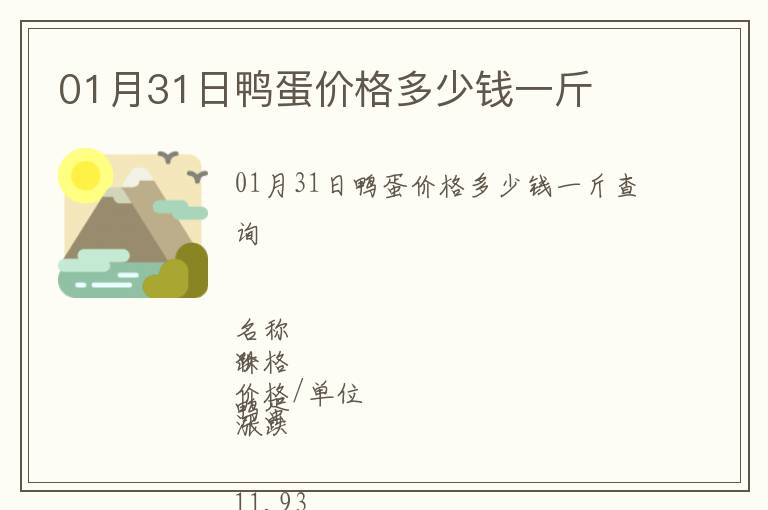 01月31日鴨蛋價格多少錢一斤