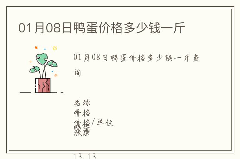 01月08日鴨蛋價(jià)格多少錢一斤