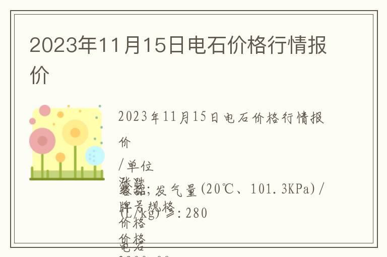 2023年11月15日電石價格行情報價