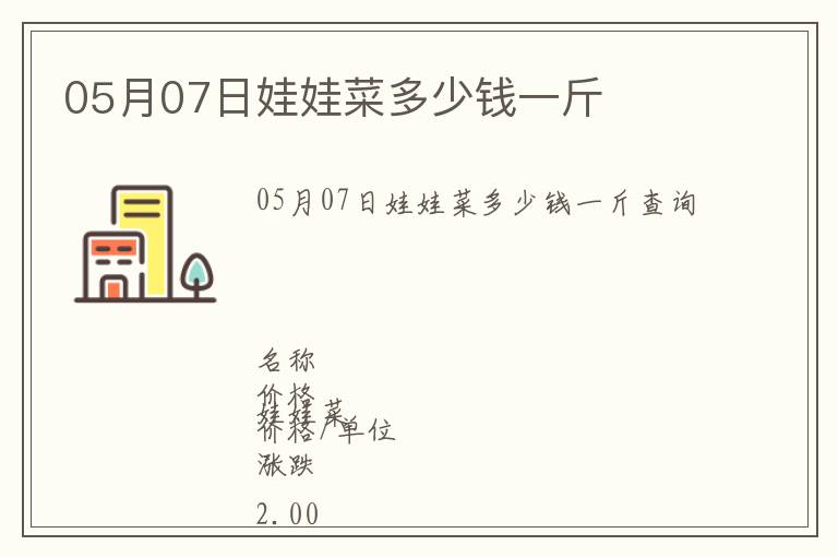 05月07日娃娃菜多少錢一斤