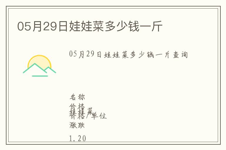 05月29日娃娃菜多少錢一斤