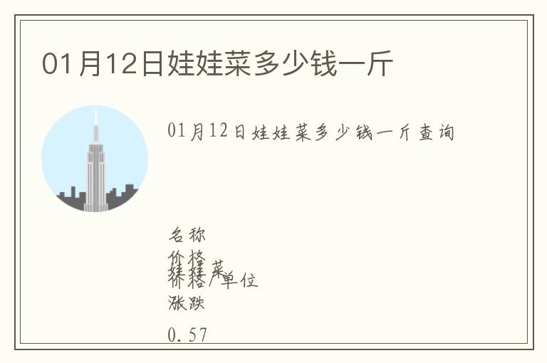 01月12日娃娃菜多少錢一斤