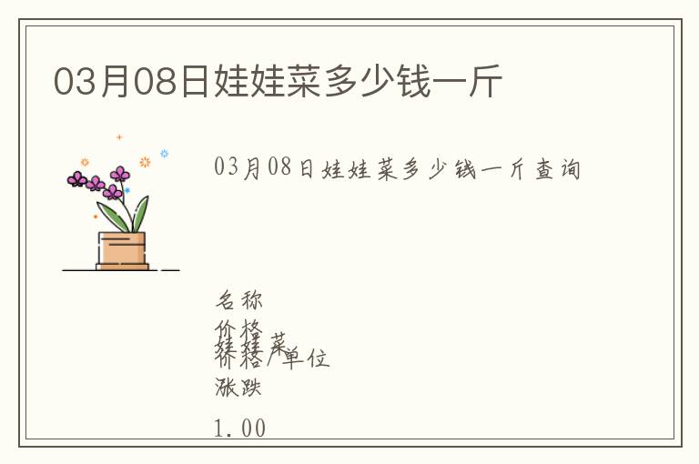 03月08日娃娃菜多少錢一斤