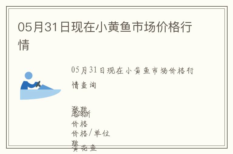 05月31日現在小黃魚市場價格行情