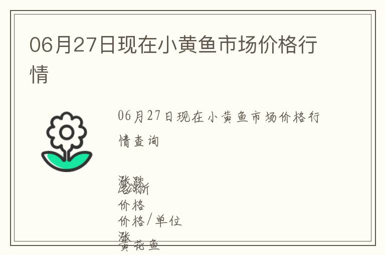 06月27日現(xiàn)在小黃魚市場價格行情
