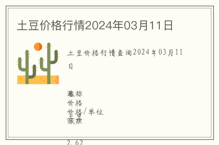 土豆價格行情2024年03月11日
