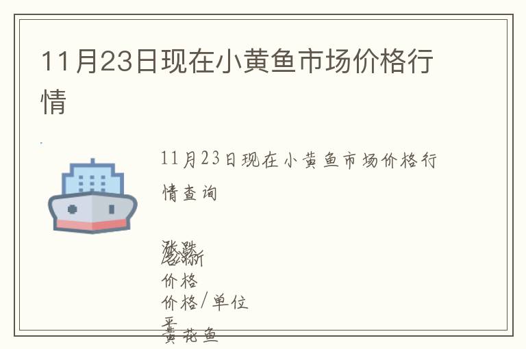 11月23日現在小黃魚市場價格行情